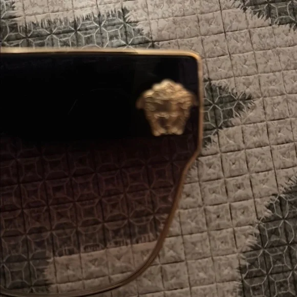 Oversized Versace Women's Gold and Black Sunglasses - Picture 8 of 9